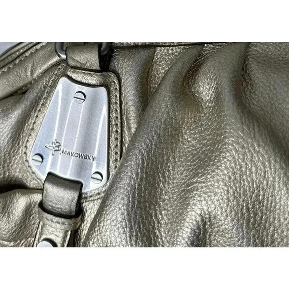 B Markowski Metallic Silver Color, leather Satchel Handbag, Designer Handbag - Picture 13 of 16